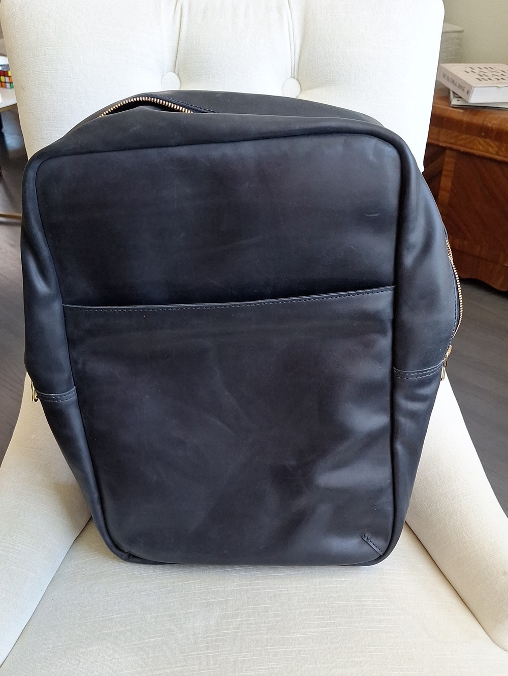 Parker clay Mari Black Leather Backpack EUC Luggage Tag Included